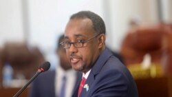 FILE - Somalia's Prime Minister Mohamed Hussein Roble speaks at the parliament in Mogadishu, Somalia, September 23, 2020.