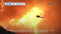 VOA60 America - Wildfires continue burning in Los Angeles as death toll rises to 10