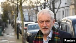 Britain's Labour Party leader Jeremy Corbyn is seen near his home in London, Britain, Dec. 14, 2019. 