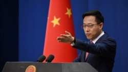 Chinese Foreign Ministry spokesman Zhao Lijian takes a question at the daily media briefing in Beijing on April 8, 2020.