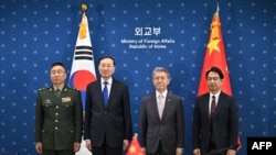 中国和韩国外交和国防部门副部级高官2024年6月18日在首尔举行了新机制下的第一次外交安全对话。（媒体联访照片）