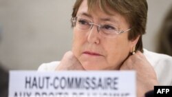 La nouvelle Haut-Commissaire aux droits de l'homme, Michelle Bachelet, assiste à la journée d'ouverture du 39ème Conseil des droits de l'homme des Nations Unies à Genève le 10 septembre 2018.