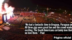 Esta imagen fue tomada desde la Torre de los Homenajes, durante el concierto en Uruguay. [Cortesía página oficial de Paul McCartney]