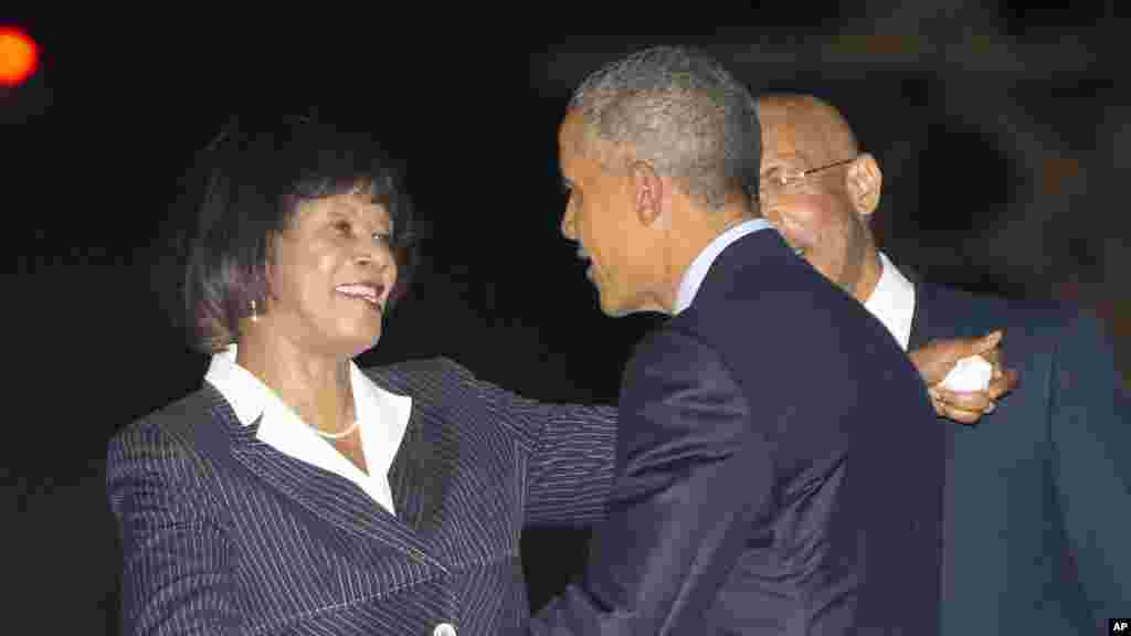 Shugaba Barack Obama da Firayam Minista Jamaïca Portia Simpson-Miller a Kingston.