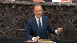 House impeachment manager Rep. Adam Schiff, D-Calif., answers a question during the impeachment trial against President Donald Trump in the Senate at the U.S. Capitol in Washington, Jan. 29, 2020, in this image from video.