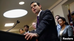 FILE - Under Secretary of the Treasury for Terrorism and Financial Intelligence David S. Cohen speaks at a news conference at the Conrad B. Duberstein U.S. Bankruptcy Courthouse in New York, December 2012.