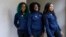 Members of the Nigerian women's bobsled team (L-R), Akuoma Omeoga, Seun Adigun and Ngozi Onwumere, pose for a photograph during an interview with The Associated Press at the 2018 Winter Olympics in Pyeongchang, South Korea, Tuesday, Feb. 13, 2018. 