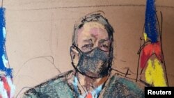 Boulder District Court Judge Thomas Mulvahill presides over a hearing for King Soopers shooting suspect Ahmad Al Aliwi Alissa, 21, at the Boulder County Justice Center in Boulder, Colorado, March 25, 2021, in this courtroom sketch from a video feed of the