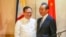 Philippine Foreign Affairs Secretary Teodoro Locsin Jr., left, and visiting Chinese Foreign Minister Wang Yi are seen after their joint news conference in Davao city, in southern Philippines, Oct. 29, 2018.