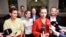 Pia Olsen Dyhr of the The Socialist People's Party, Pernille Skipper of The Red-Green Alliance, Mette Frederiksen of The Danish Social Democrats and Morten Oestergaard of The Social Liberal Party address the press, June 25, 2019. 