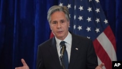 U.S. Secretary of State Antony Blinken speaks during a news conference on the sidelines of the Association of Southeast Asian Nations (ASEAN) Summit at the American Center in Vientiane, Laos, Oct. 11, 2024.