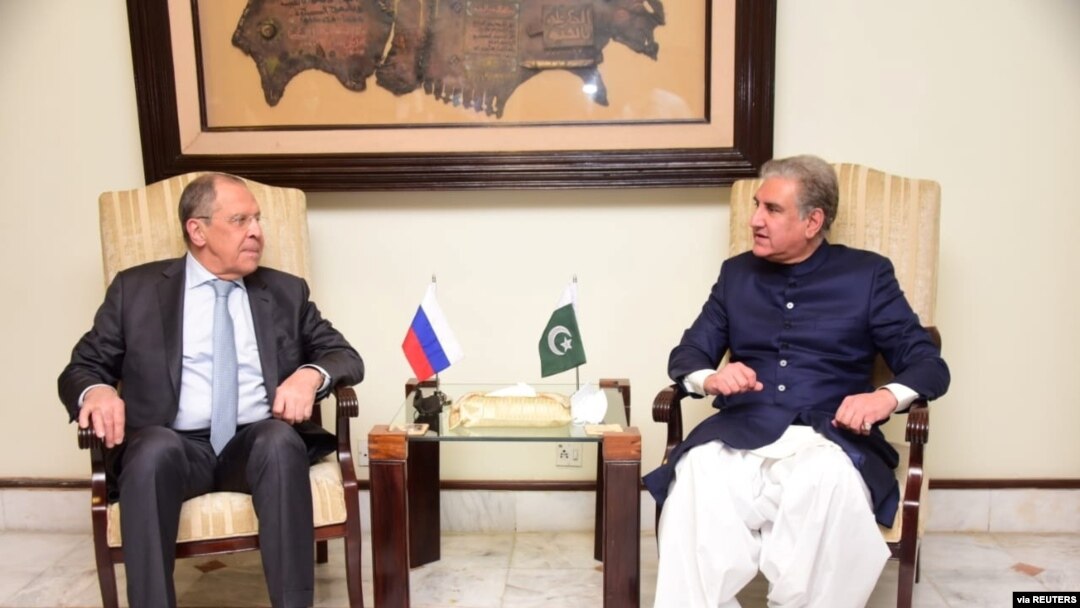 Russia's Foreign Minister Sergey Lavrov attends a meeting with his Pakistani counterpart Shah Mehmood Qureshi in Islamabad, Pakistan, Apr. 6, 2021. (Ministry of Foreign Affairs (MoFA)/ Handout via Reuters)