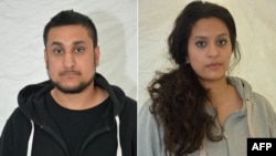 A combination of two undated handout pictures retrieved from the Thames Valley Police website in London on December 29, 2015, shows (L-R) Mohammed Rehman and Sana Ahmed Khan, who were convicted at the Old Bailey on Dec. 29, 2015, of preparing for acts of 