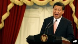 Chinese President Xi Jinping speaks during a joint press conference with Indonesia's President Susilo Bambang Yudhoyono after their meeting at Merdeka Palace in Jakarta, Indonesia, Oct. 2, 2013. 
