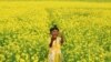 A girl plays in a mustard field in Munshiganj, Bangladesh.