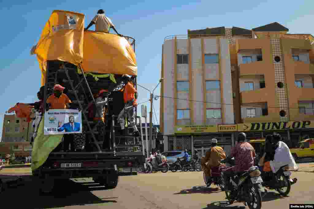 Supporters of presidential candidate Roch Marc Christian Kaboré parade in Burkina Faso's capital, Ouagadougou.