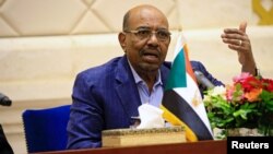 FILE - Sudan's President Omar Hassan al-Bashir speaks during a press conference at the palace in Khartoum, Sudan, March 2, 2017.