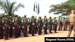 Des soldats tchadiens de la MISCA, la force de l’Union Africaine en Centrafrique le 13 septembre 2014 au camp Mpoko de Bangui, RCA.