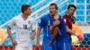 Italy's Giorgio Chiellini (3) complains to referee Marco Rodriguez of Mexico (unseen) during their 2014 World Cup Group D soccer match against Uruguay in Natal, June 24, 2014. 
