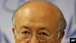 Director General of the International Atomic Energy Agency, IAEA, Yukiya Amano from Japan, speaks during a news conference after the first meeting of the IAEA's board of governors at the International Center, in Vienna, Austria, September 12, 2011.