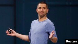 FILE - Facebook Chief Product Officer Chris Cox, who is leaving the company, speaks at Facebook Inc's annual F8 developers conference in San Jose, California, U.S. May 1, 2018. 