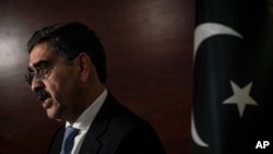 Pakistan's caretaker Prime Minister Anwaar-ul-Haq Kakar speaks in an interview during his visit for the United Nations General Assembly on Sept. 22, 2023, in New York.