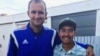 FILE - In this October 2018 photo, John Allen Chau, right, with the Founder of Ubuntu Football Academy Casey Prince, in Cape Town, South Africa, days before he left for in a remote Indian island of North Sentinel Island.