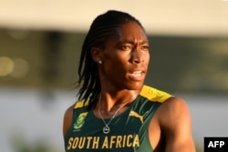 FILE—South Africa's Caster Semenya reacts after finishing the women's 5000m final of the 22nd African Athletics Championships at the Cote d'Or National Sports Complex in Saint Pierre, on June 9, 2022.