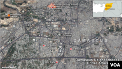 Map of Damascus neighborhood violence, Rawda Square