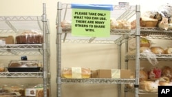 Shelves are well-stocked at the Chugiak-Eagle River Food Pantry inside a Presbyterian church in Eagle River, Alaska, on April 21, 2023.