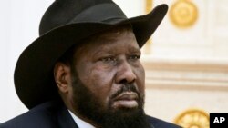 FILE — South Sudan's President Salva Kiir is pictured during a visit to the Kremlin in Moscow, Russia, where he met President Vladimir Putin on September 28, 2023. 