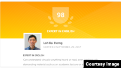 A copy of one test-taker's results from the Duolingo English Test.