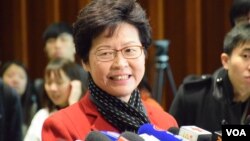 香港候任特首林郑月娥（美国之音汤惠芸摄）