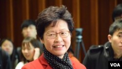 Kepala Daerah Hong Kong yang baru terpilih, Carrie Lam. (Foto: VOA/ Iris Tong)