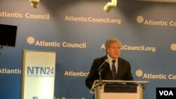 El secretario general de la OEA, Luis Almagro, habló sobre la crisis en Venezuela en el Atlantic Council en Washington, el viernes, 21 de julio de 2017.