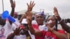 Supporters of the ruling New Patriotic Party campaign in Accra, Ghana, Nov 25, 2020. (Stacey Knott/VOA)