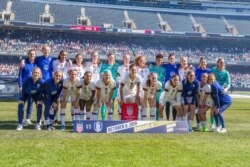 2019년 10월 한국 대표팀과 친선 경기 전 단체사진을 찍는 미국 여자 축구대표팀 (자료사진)