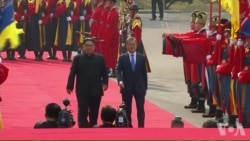 韩朝鲜领导人历史性会晤欢迎仪式