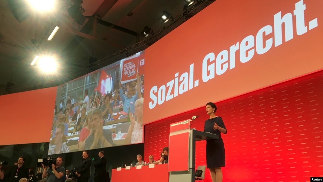 Sahra Wagenknecht, congrès du parti Die Linke, congress in Hanovre, Allemagne, le 11 juin 2017. 