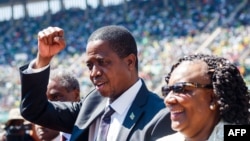 Edgar Lungu, président ya Zambie mpe mokambi ya SADC, na Harare, Zimbabwe, 26 août 2018.