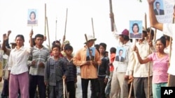 Villagers in Kampong Speu protest against Phnom Penh Sugar Company for land grabbing, file photo. 