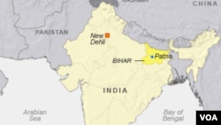 အိန္ဒိယနိုင်ငံ ဘီဟာပြည်နယ်ပြမြေပုံ။