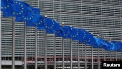 Zastave Evropske unije ispred sjedišta Evropske komisije u Briselu ( Foto:Rojters/Yves Herman)
