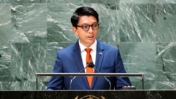 Madagascar's President Andry Nirina Rajoelina addresses the General Debate during the 76th session of the United Nations General Assembly, at U.N. headquarters, Sept. 22, 2021.