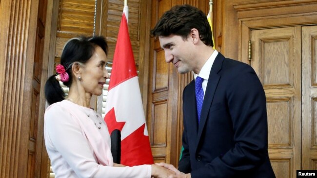 加拿大总理特鲁多2017年6月会见到访的缅甸文职领导人昂山素季（路透社）