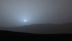 Coucher de soleil sur Mars. Source: NASA