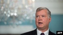 New U.S. special representative to North Korea Steve Biegun speaks after being named by Secretary of State Mike Pompeo at the State Department in Washington, Aug. 23, 2018.