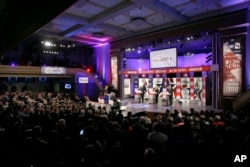 Democratic presidential candidates appear during a Democratic presidential primary debate, in Des Moines, Iowa, Nov. 14, 2015.