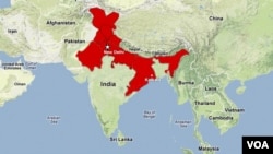 Một bản đồ các khu vực ở phía bắc và đông bắc Ấn Độ bị ảnh hưởng vì mất điện