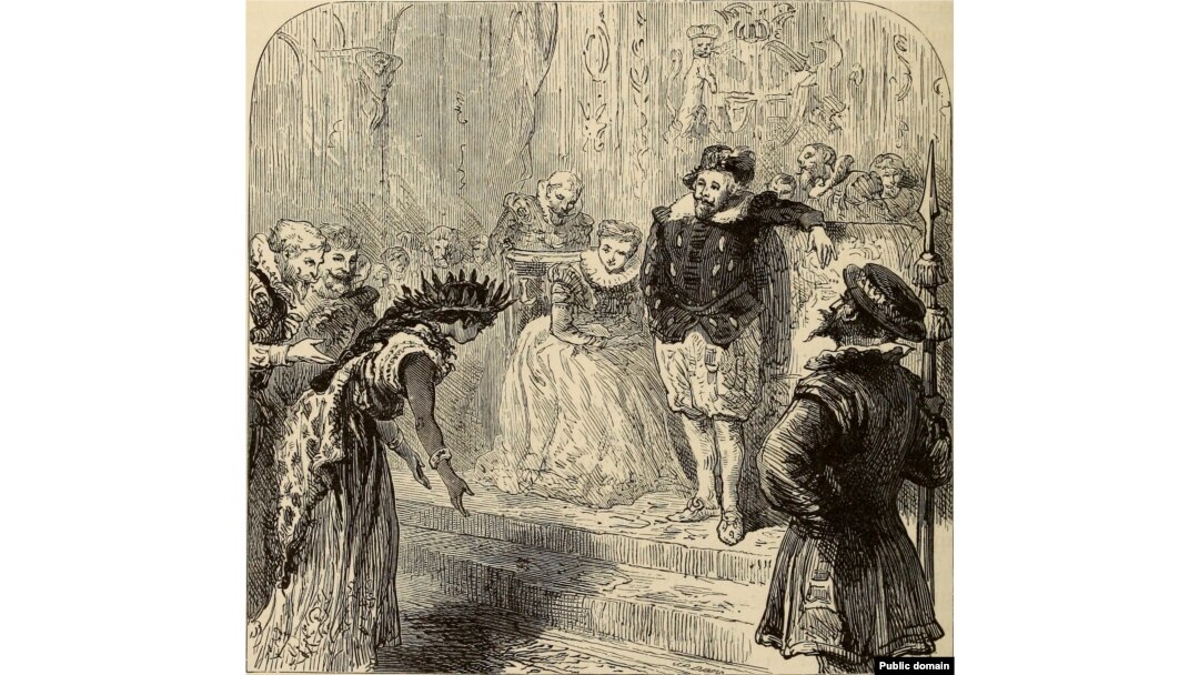 A fanciful 1875 imagining of Pocahontas' presentation in the royal British court.